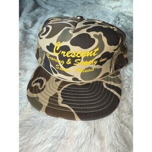 Vintage Camo Crescent Hat Cap Snap Back 90s Hunting Nissin NWOT Salem Illinois